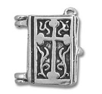 Silver book locket pendant with cross