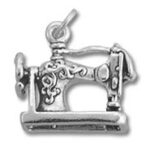 Silver sewing machine charm pendant