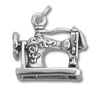 Silver sewing machine charm pendant