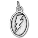 Silver oval lightning bolt pendant