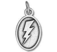 Silver oval lightning bolt pendant