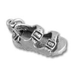 Silver sandal charm pendant with two buckles
