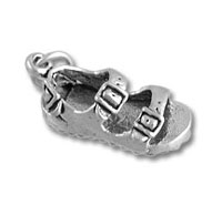 Silver sandal charm pendant with two buckles