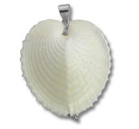 Heart-shaped seashell pendant with silver bail