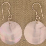 Pair of round iridescent shell dangle earrings