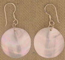 Pair of round iridescent shell dangle earrings