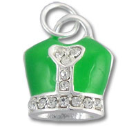 Green enamel crown charm with rhinestones