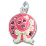Pink rhinestone charm pendant with bow