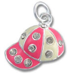 pink and cream jeweled baseball cap charm pendant