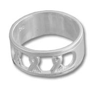 Silver ring with heart cutouts
