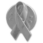 silver awareness ribbon lapel pin