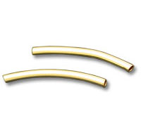 Two curved gold tube beads