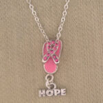 Pink flip-flop necklace with HOPE charm