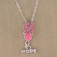 Pink flip-flop necklace with HOPE charm