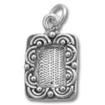 Silver-tone rectangular filigree pendant charm