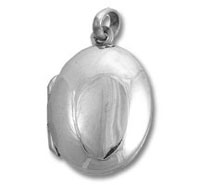 polished silver oval locket pendant