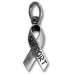 Silver support ribbon charm pendant