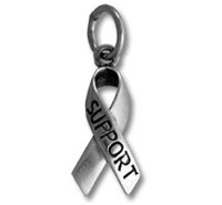 Silver support ribbon charm pendant