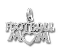 Silver Football Mom heart pendant