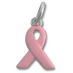 Pink breast cancer awareness ribbon charm