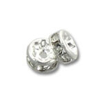 Two silver rhinestone rondelle spacer beads