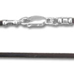 Black leather necklace cord with silver clasp