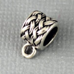 Silver braided charm bead with loop