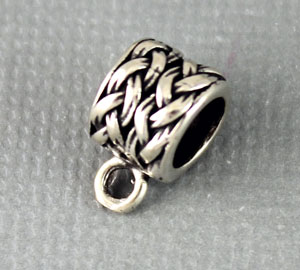 Silver braided charm bead with loop