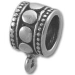 silver bead charm with dangling loop