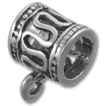 silver filigree barrel charm with loop