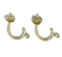 Pair of gold half-hoop stud earrings