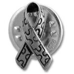 Silver autism puzzle ribbon pin