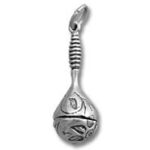 Silver maraca pendant with engraved tribal designs