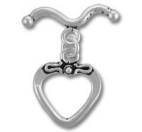 Silver heart charm with toggle clasp