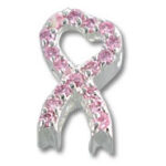 Pink jeweled breast cancer awareness ribbon