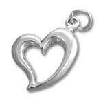 silver open heart pendant charm