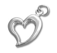 silver open heart pendant charm