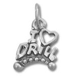 Silver drill charm pendant with heart