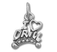 Silver drill charm pendant with heart