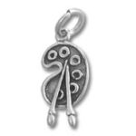 Silver artist palette charm with brushes