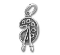 Silver artist palette charm with brushes