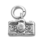 Silver vintage camera charm pendant