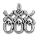 silver triple-loop decorative pendant