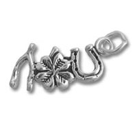 Silver mom pendant with flower charm
