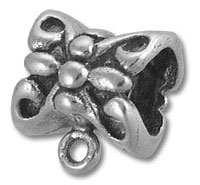 Silver flower pendant bead with loop