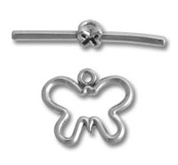 Silver butterfly toggle clasp for jewelry