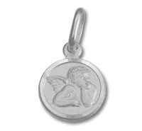 Silver round cherub pendant charm