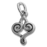silver heart-shaped swirl pendant charm