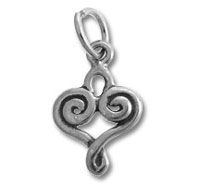 silver heart-shaped swirl pendant charm silver heart-shaped swirl pendant charm