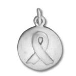 Silver round pendant with awareness ribbon